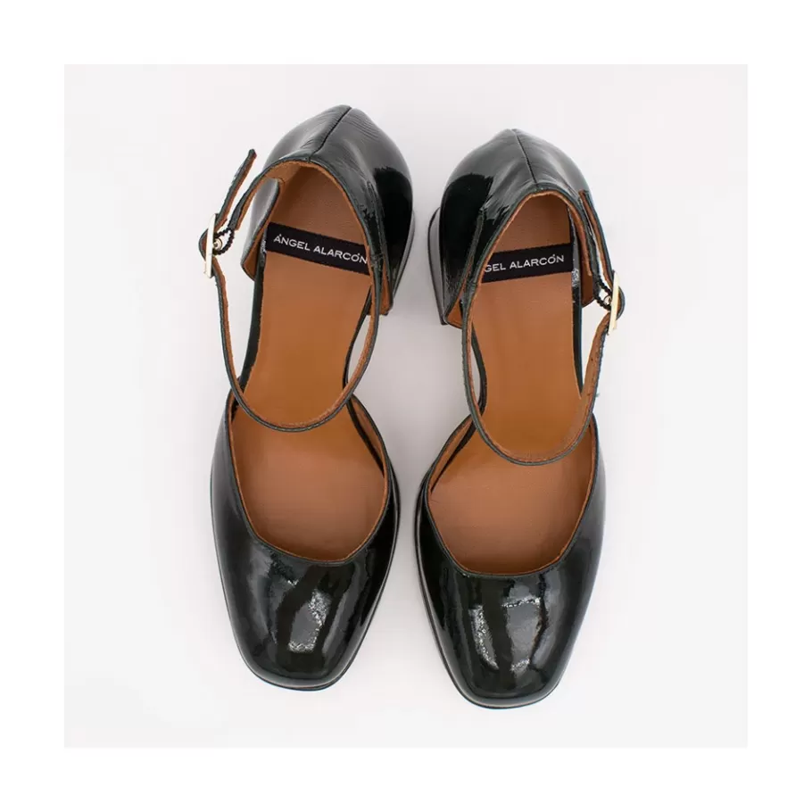 Heeled Shoes<Ángel Alarcón Afra - Patent Leather Ankle Strap D Orsay With Block Heel And Platform