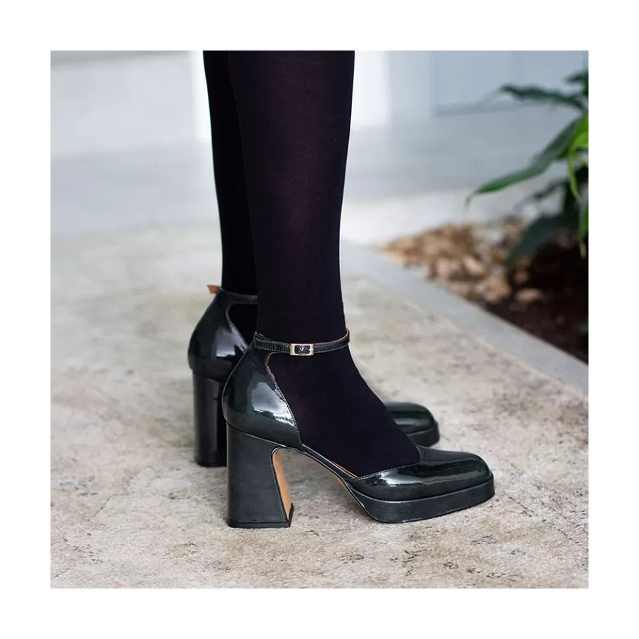 Heeled Shoes<Ángel Alarcón Afra - Patent Leather Ankle Strap D Orsay With Block Heel And Platform