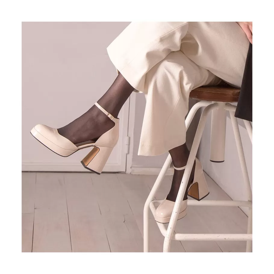 Heeled Shoes<Ángel Alarcón Afra - Patent Leather Ankle Strap D Orsay With Block Heel And Platform