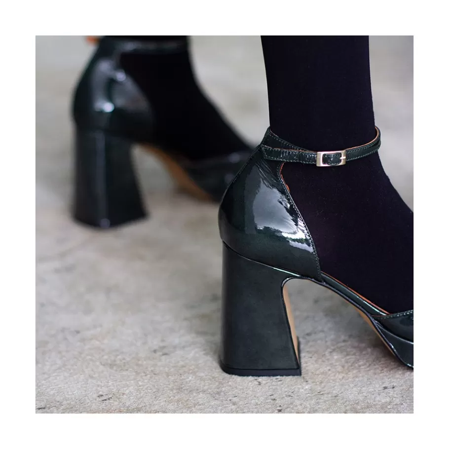 Heeled Shoes<Ángel Alarcón Afra - Patent Leather Ankle Strap D Orsay With Block Heel And Platform