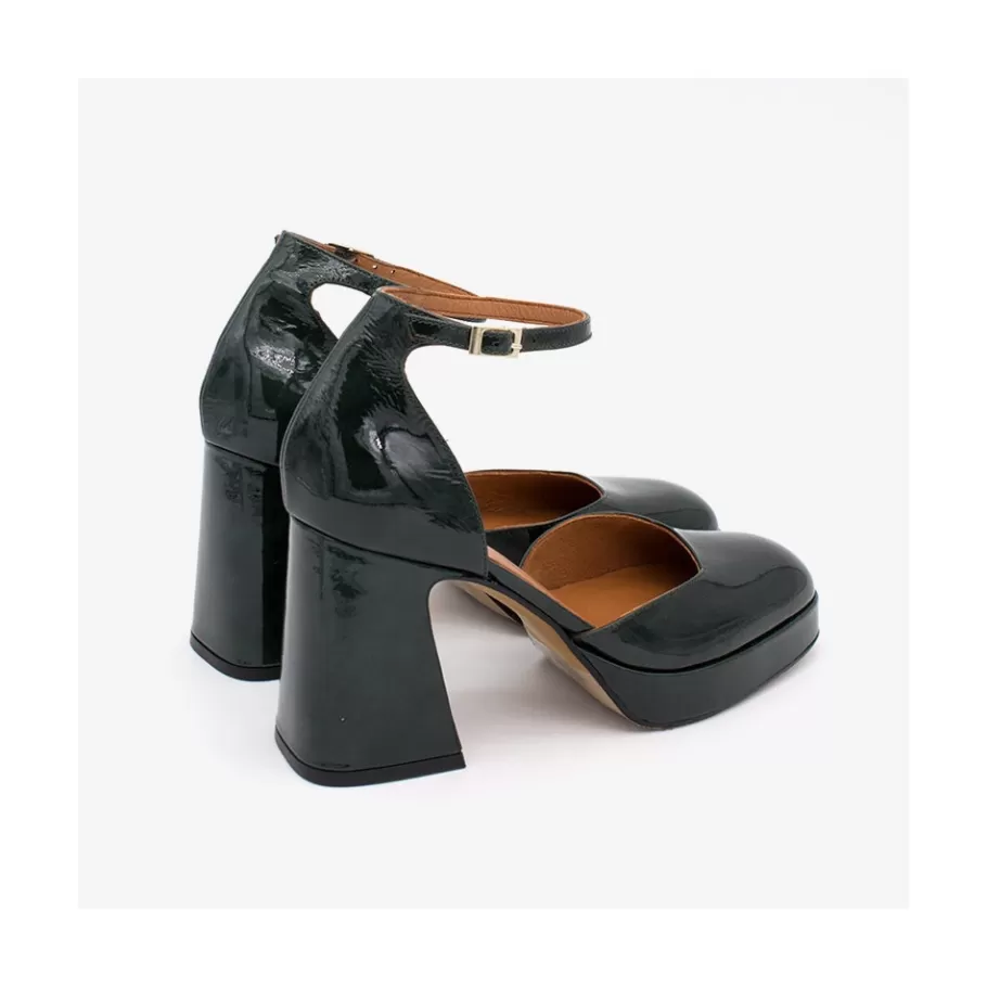 Heeled Shoes<Ángel Alarcón Afra - Patent Leather Ankle Strap D Orsay With Block Heel And Platform