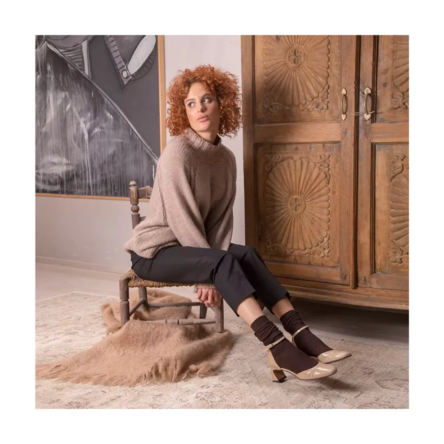 Last Units<Ángel Alarcón Aimee - Shiny Leather Ankle Strap D Orsay With Low Heel