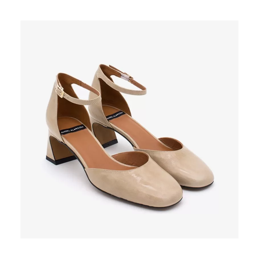 Last Units<Ángel Alarcón Aimee - Shiny Leather Ankle Strap D Orsay With Low Heel