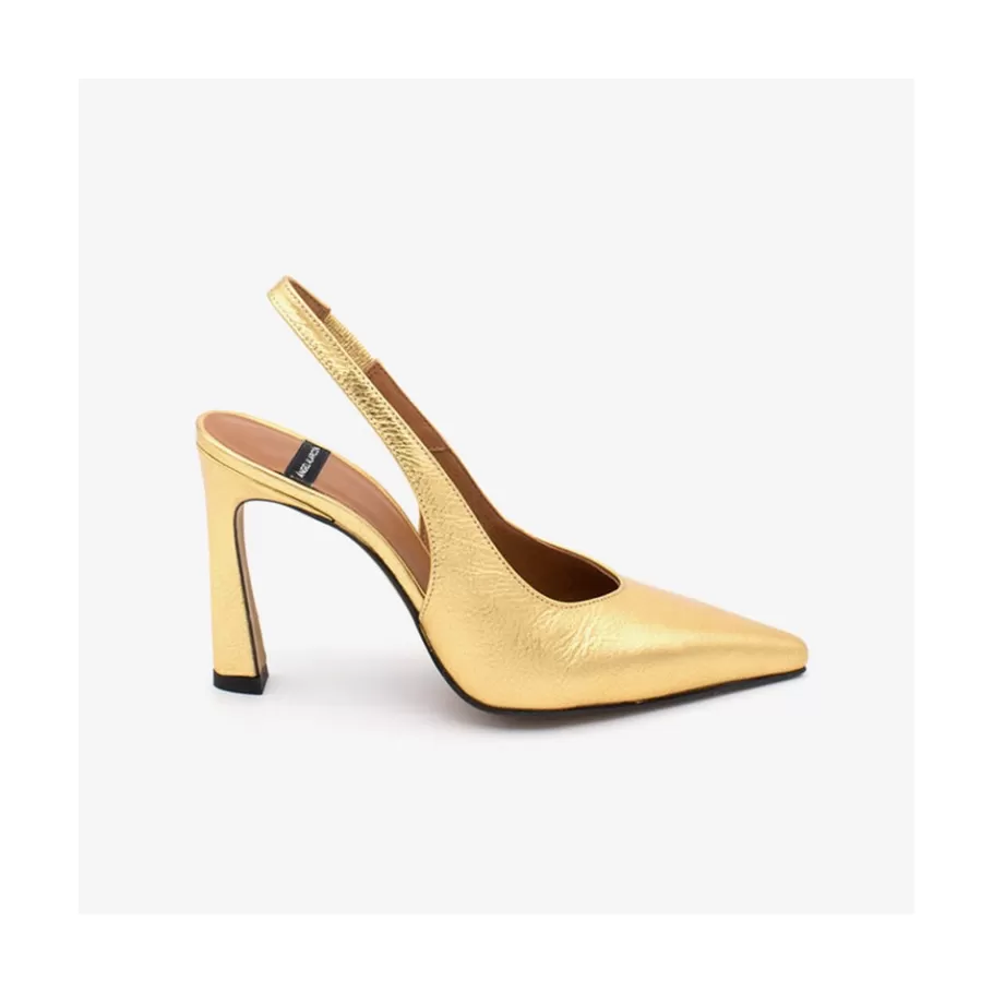 Last Units<Ángel Alarcón Aina - Metallic Leather Sling-Back Pointed Toe Stiletto