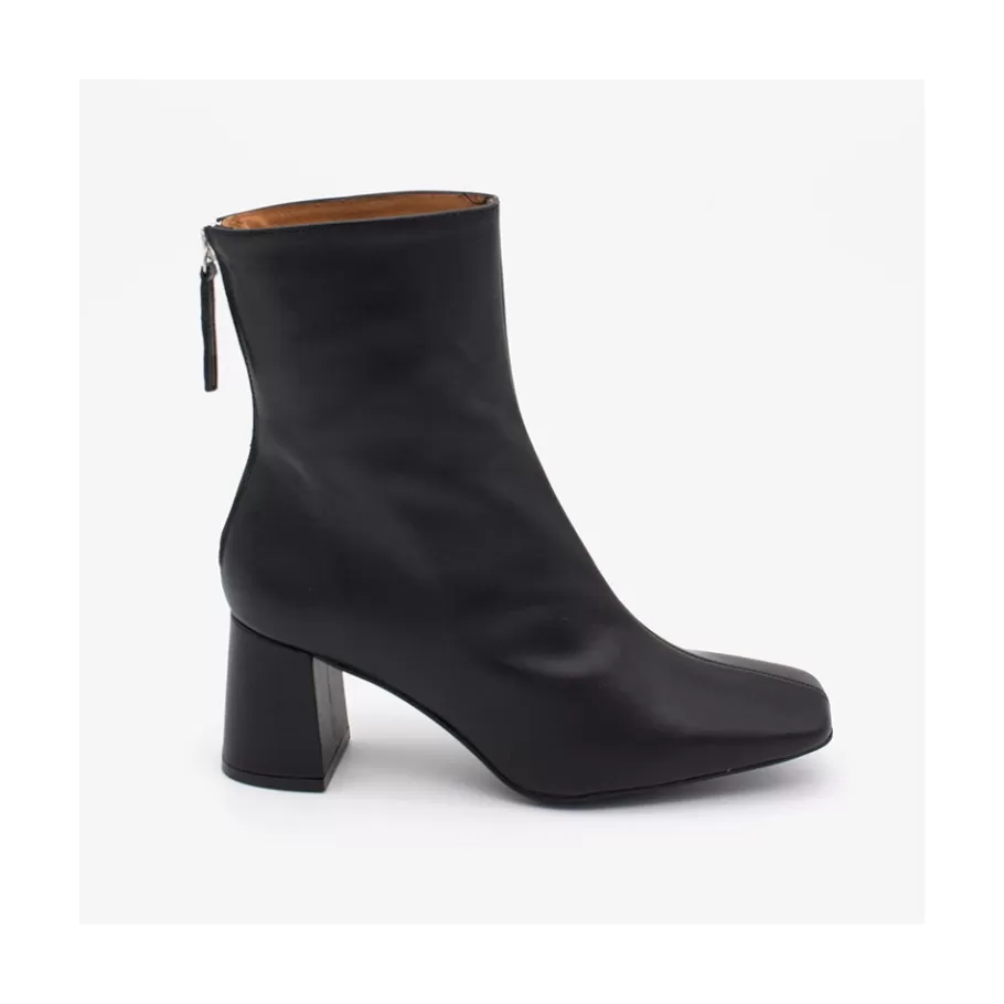 Boots And Booties<Ángel Alarcón Aland - Women S Square Toe Leather Booties, Wide Heel And Zip