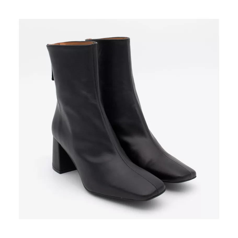 Boots And Booties<Ángel Alarcón Aland - Women S Square Toe Leather Booties, Wide Heel And Zip