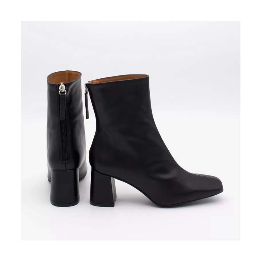 Boots And Booties<Ángel Alarcón Aland - Women S Square Toe Leather Booties, Wide Heel And Zip