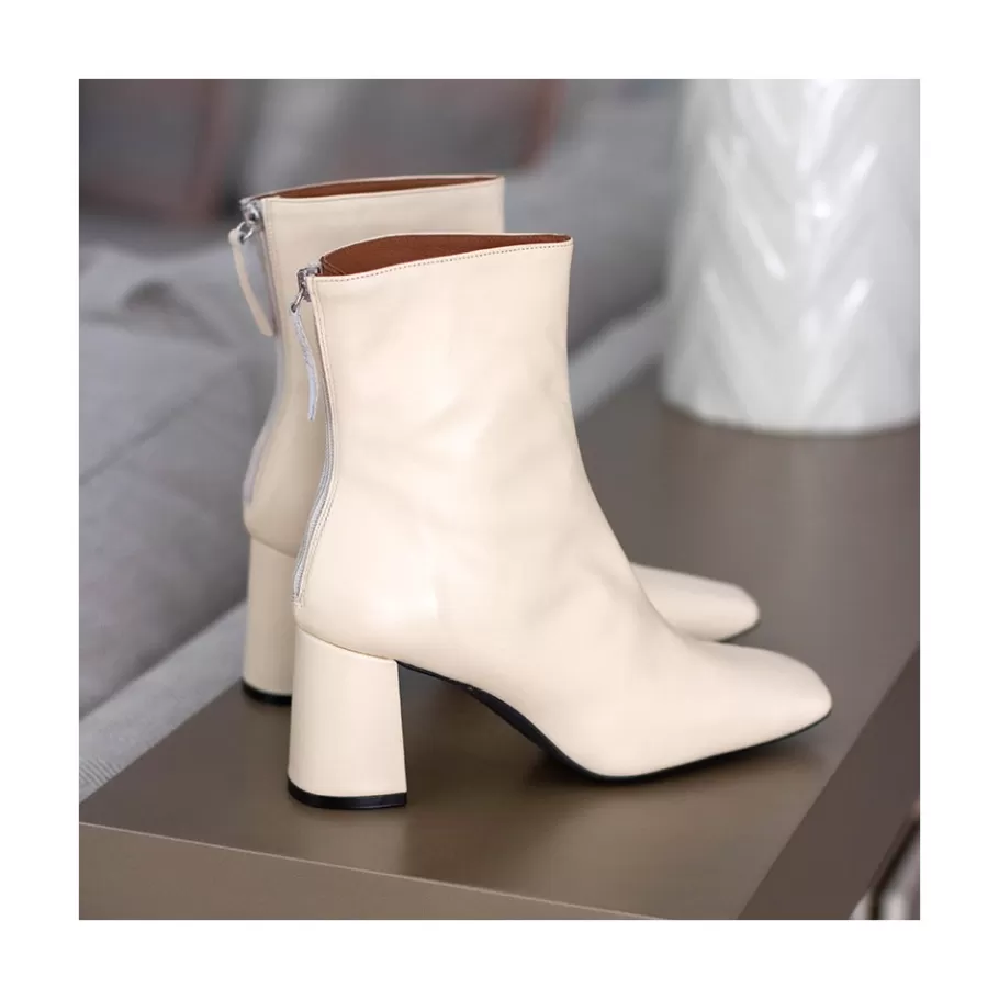 Boots And Booties<Ángel Alarcón Aland - Women S Square Toe Leather Booties, Wide Heel And Zip