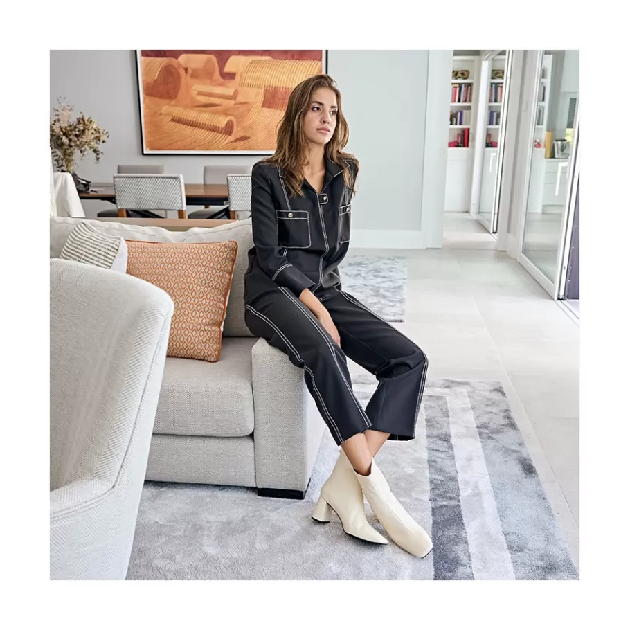 Boots And Booties<Ángel Alarcón Aland - Women S Square Toe Leather Booties, Wide Heel And Zip