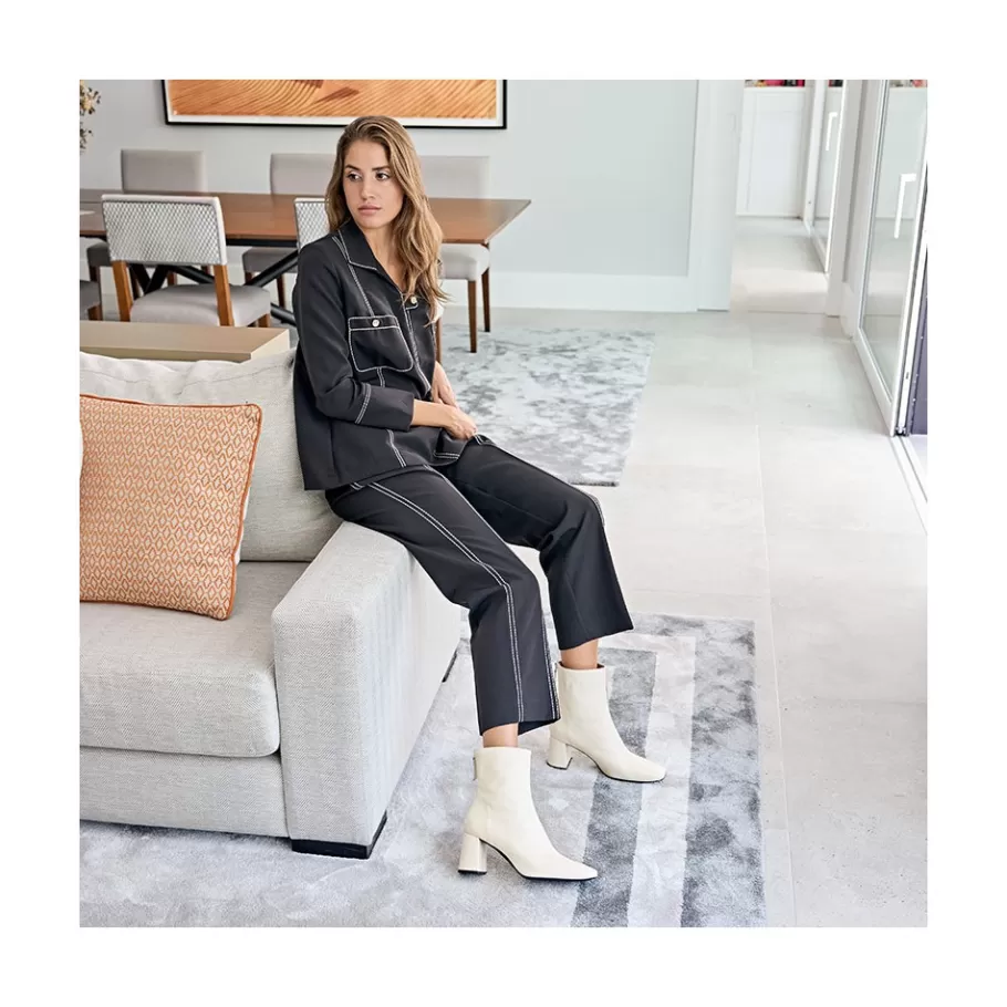Boots And Booties<Ángel Alarcón Aland - Women S Square Toe Leather Booties, Wide Heel And Zip