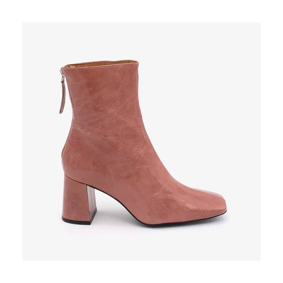 Boots And Booties<Ángel Alarcón Aland - Women S Square Toe Shiny Leather Booties, Wide Heel And Zip