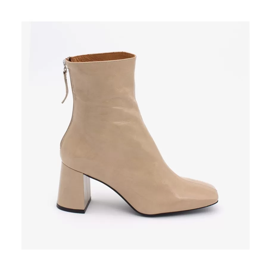 Boots And Booties<Ángel Alarcón Aland - Women S Square Toe Shiny Leather Booties, Wide Heel And Zip