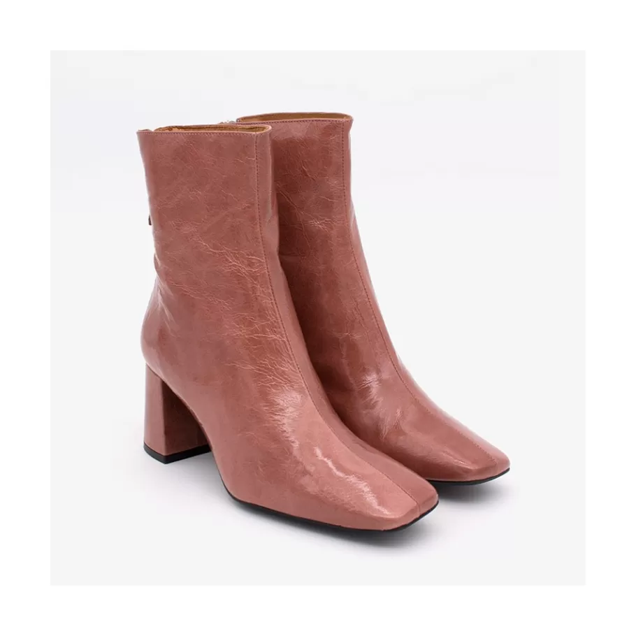 Boots And Booties<Ángel Alarcón Aland - Women S Square Toe Shiny Leather Booties, Wide Heel And Zip