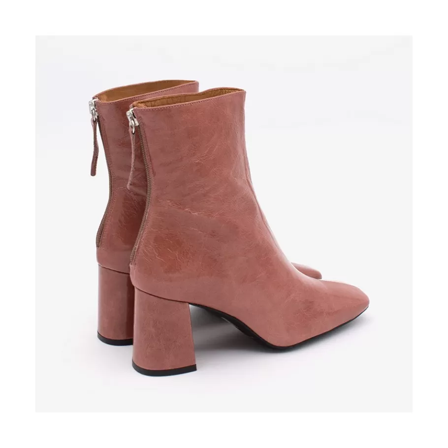 Boots And Booties<Ángel Alarcón Aland - Women S Square Toe Shiny Leather Booties, Wide Heel And Zip