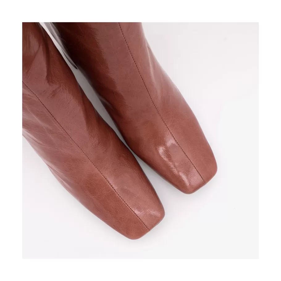 Boots And Booties<Ángel Alarcón Aland - Women S Square Toe Shiny Leather Booties, Wide Heel And Zip