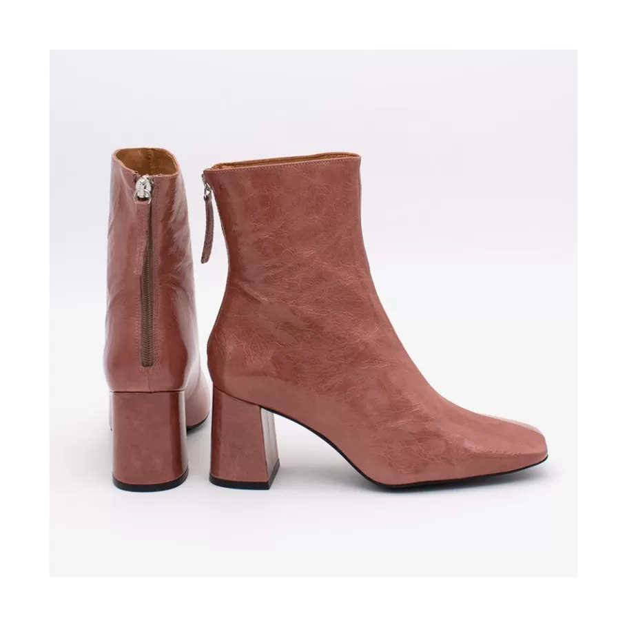 Boots And Booties<Ángel Alarcón Aland - Women S Square Toe Shiny Leather Booties, Wide Heel And Zip