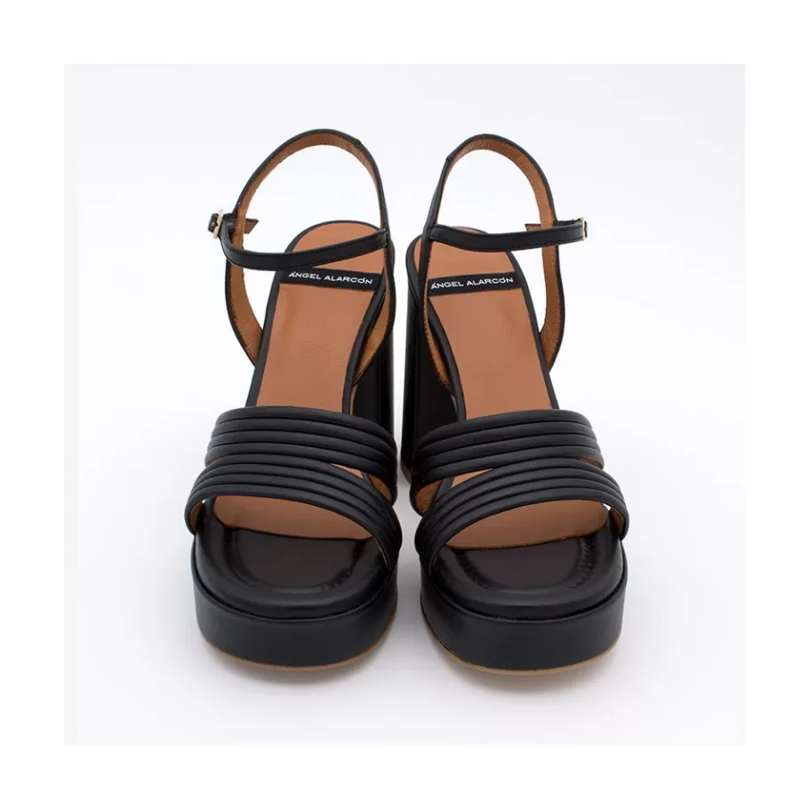 Heeled Shoes<Ángel Alarcón Amber - Strap Leather Sandals With Block High Heel & Platform