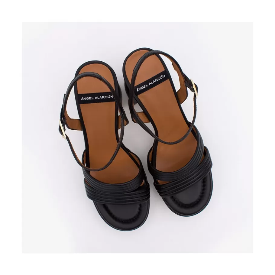 Heeled Shoes<Ángel Alarcón Amber - Strap Leather Sandals With Block High Heel & Platform