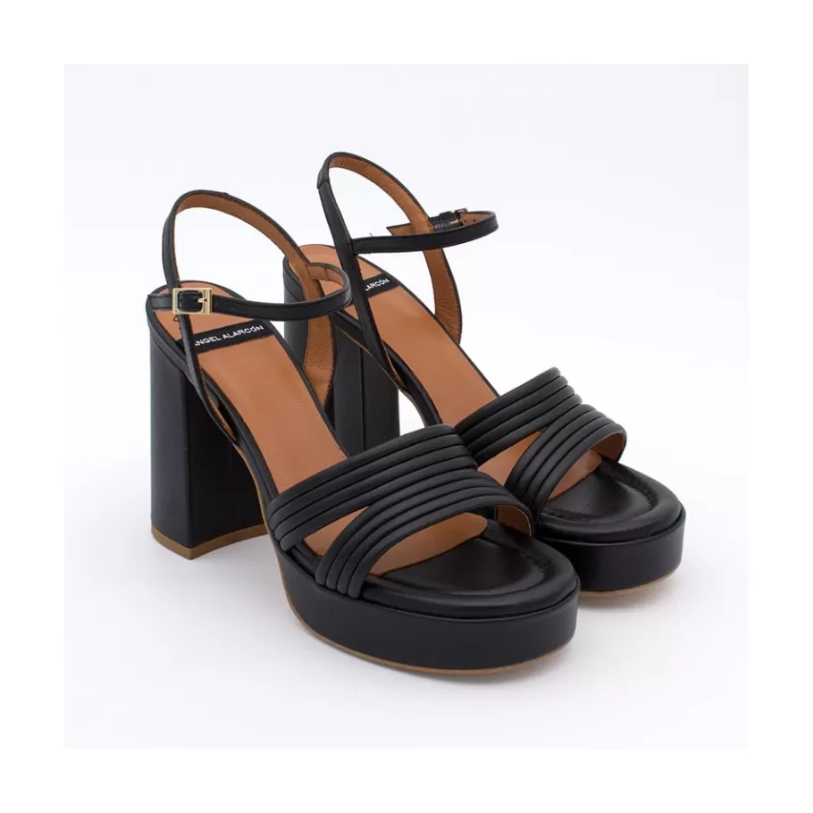 Heeled Shoes<Ángel Alarcón Amber - Strap Leather Sandals With Block High Heel & Platform