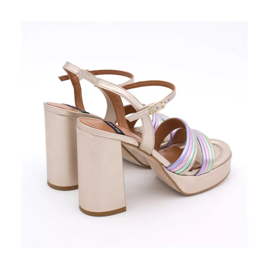 Metallized Shoes<Ángel Alarcón Amber - Strap Metallized Combi Leather With Block High Heel & Platform