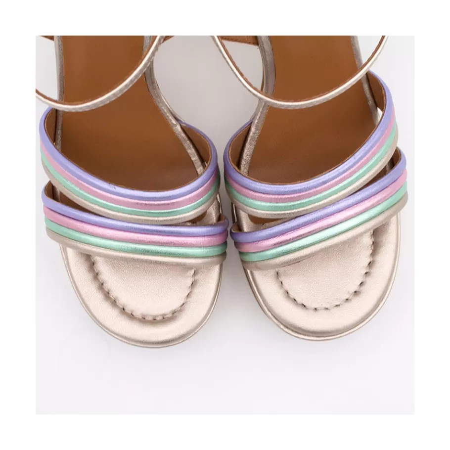 Metallized Shoes<Ángel Alarcón Amber - Strap Metallized Combi Leather With Block High Heel & Platform