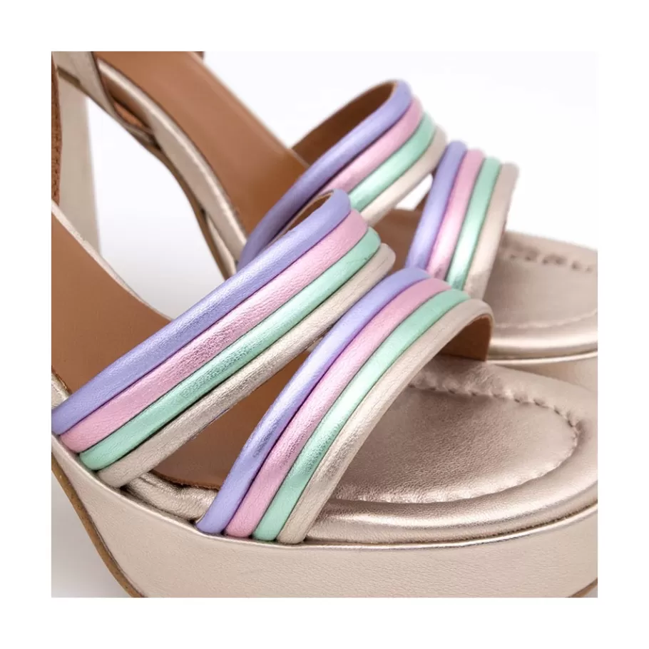 Metallized Shoes<Ángel Alarcón Amber - Strap Metallized Combi Leather With Block High Heel & Platform