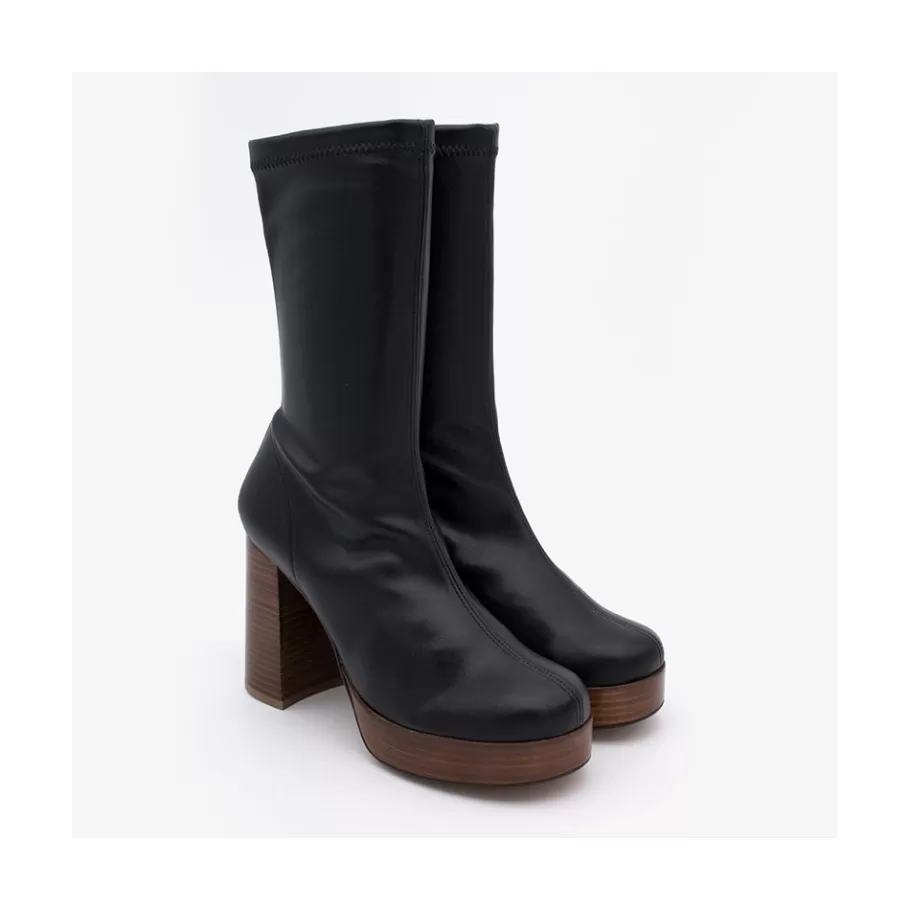 Heeled Shoes<Ángel Alarcón Anderson - Women S Leather Ankle Boots With Wood High Heel & Platform