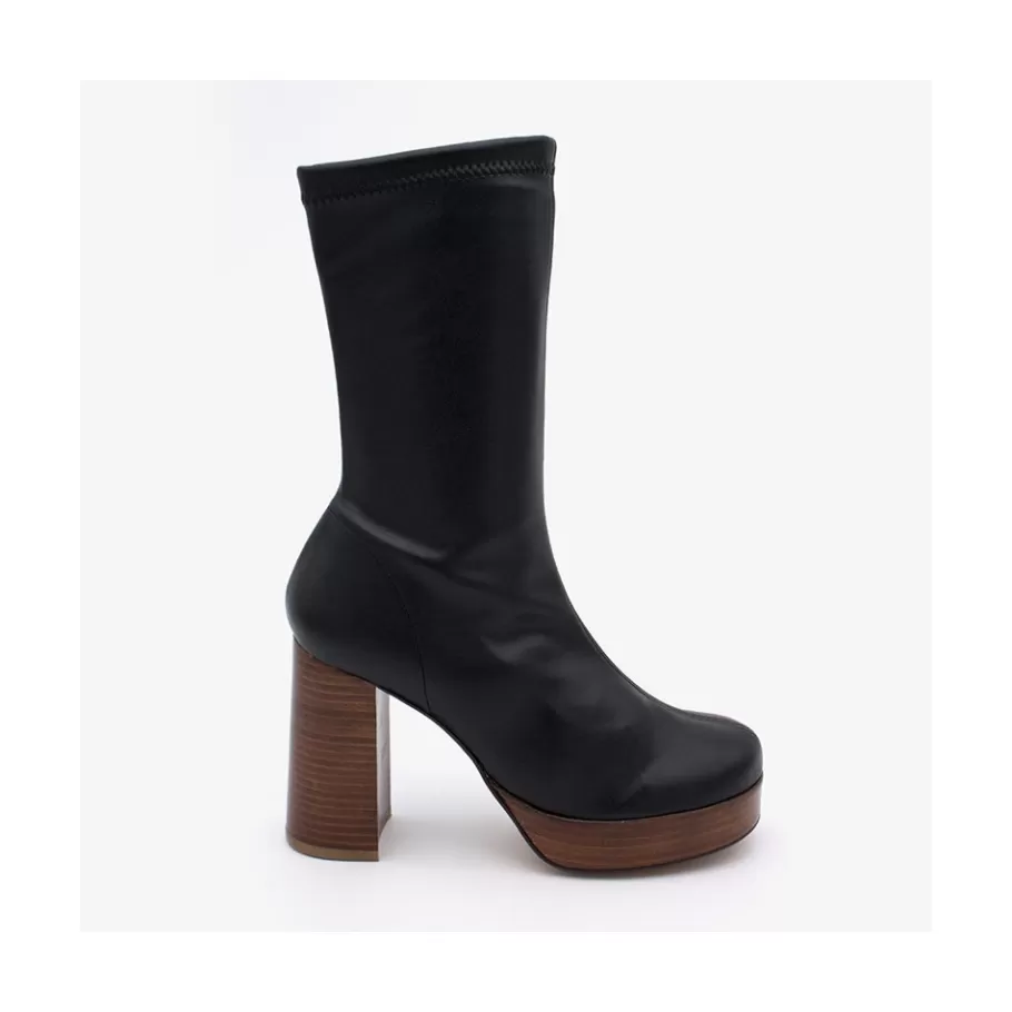 Heeled Shoes<Ángel Alarcón Anderson - Women S Leather Ankle Boots With Wood High Heel & Platform