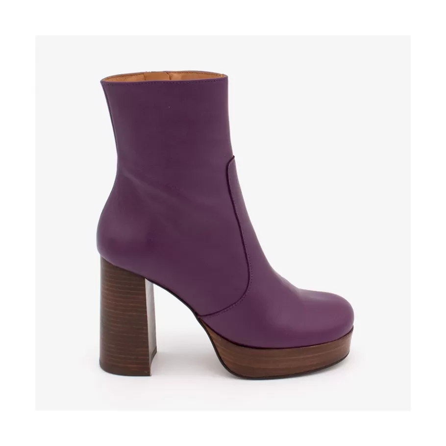 Heeled Shoes<Ángel Alarcón Cadeo - Women S Leather Ankle Boots With Wood High Heel & Platform