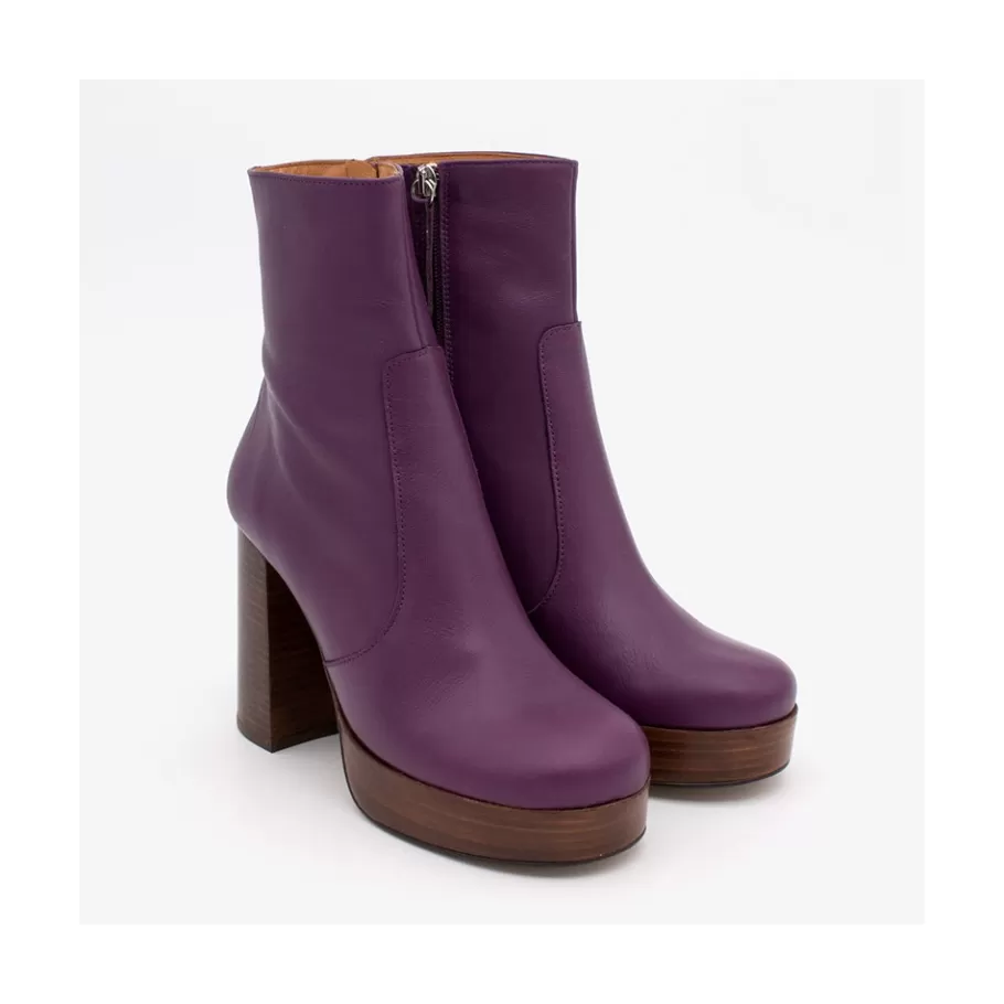 Heeled Shoes<Ángel Alarcón Cadeo - Women S Leather Ankle Boots With Wood High Heel & Platform
