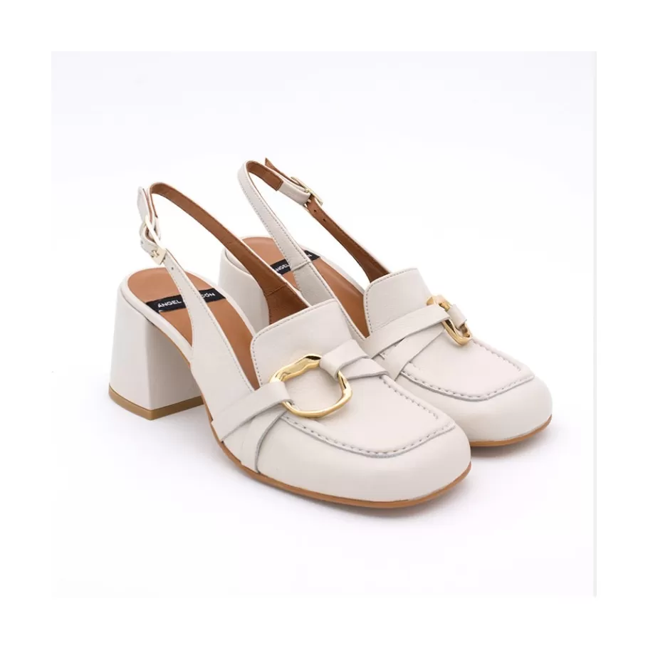 Last Units<Ángel Alarcón Damita - Leather Slingback Pump With Blok Heel