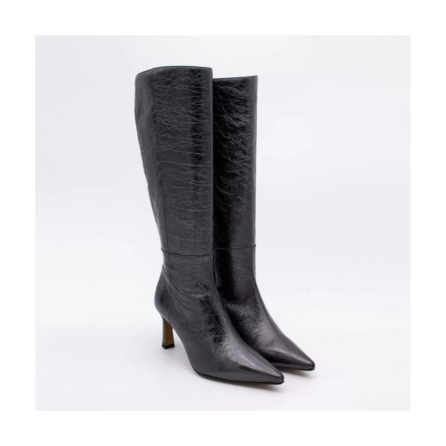 Metallized Shoes<Ángel Alarcón Deka Line - Metallic Lather Women S Heeled Pointed Toe Boots