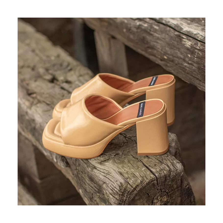 Last Units<Ángel Alarcón Gabrielle - Leather Block High Heel & Platform Mule