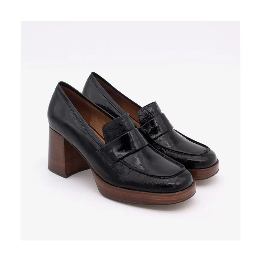 Moccasins<Ángel Alarcón Gadea - Women S Leather Mocassin With Wood Heel & Platform