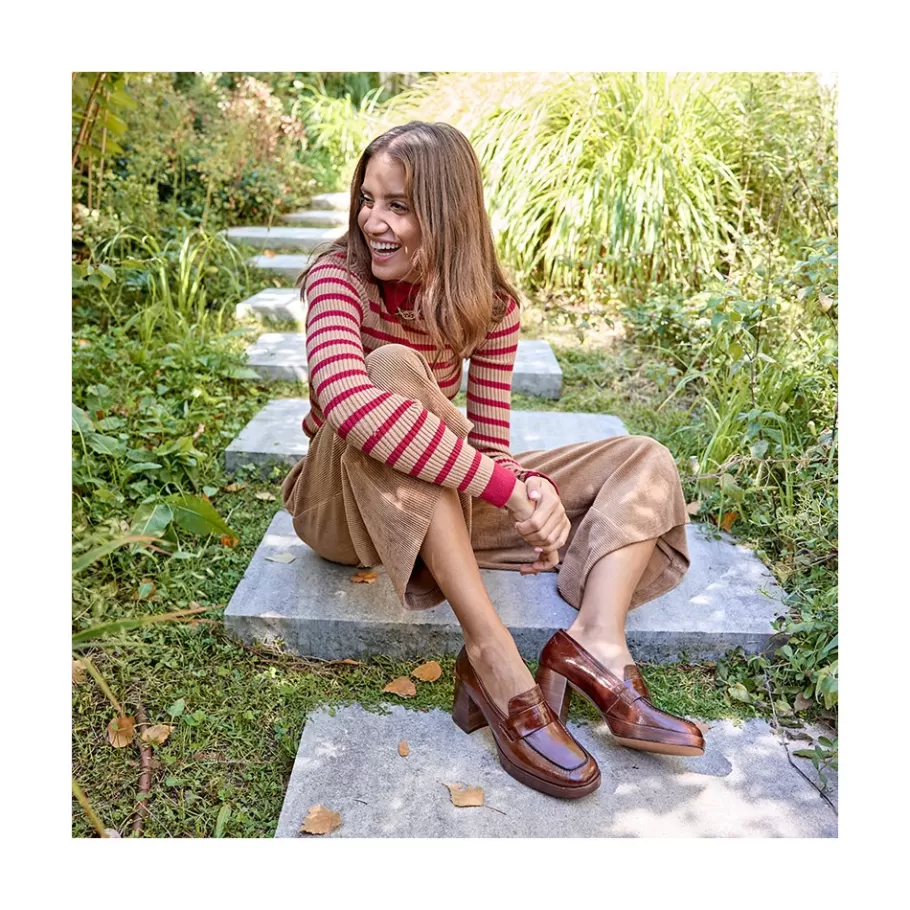 Moccasins<Ángel Alarcón Gadea - Women S Leather Mocassin With Wood Heel & Platform
