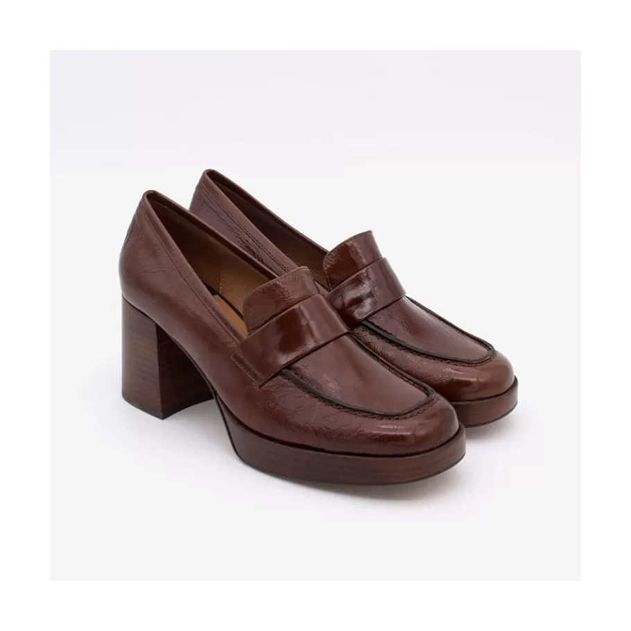 Moccasins<Ángel Alarcón Gadea - Women S Leather Mocassin With Wood Heel & Platform