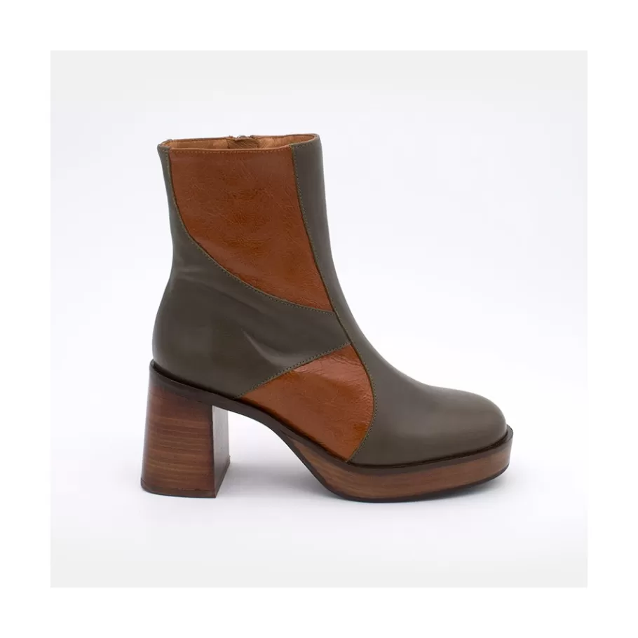 Heeled Shoes<Ángel Alarcón Ingrid - Leather Ankle Boots With Wood Block Heel & Platform