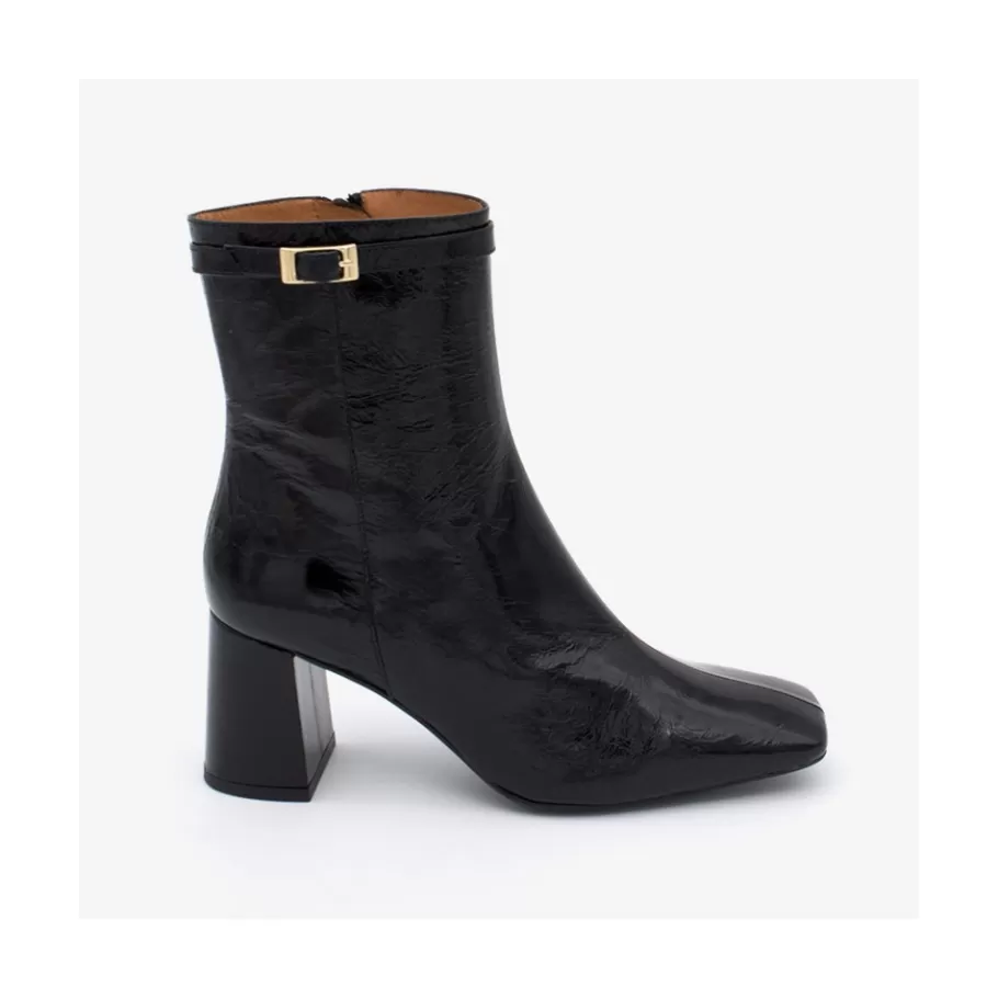 Boots And Booties<Ángel Alarcón Jantar - Heeled Shiny Leather Booties With Square Toe & Zipper