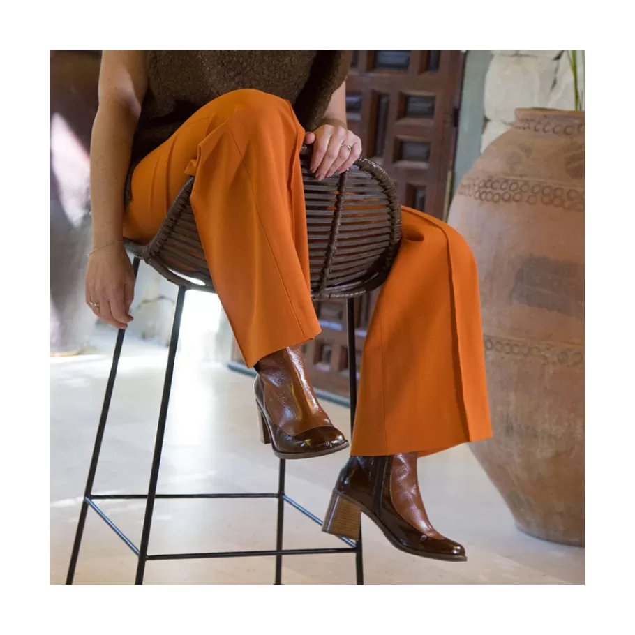 Boots And Booties<Ángel Alarcón Jody - Shiny Leather Ankle Boots With Duotone Ornament
