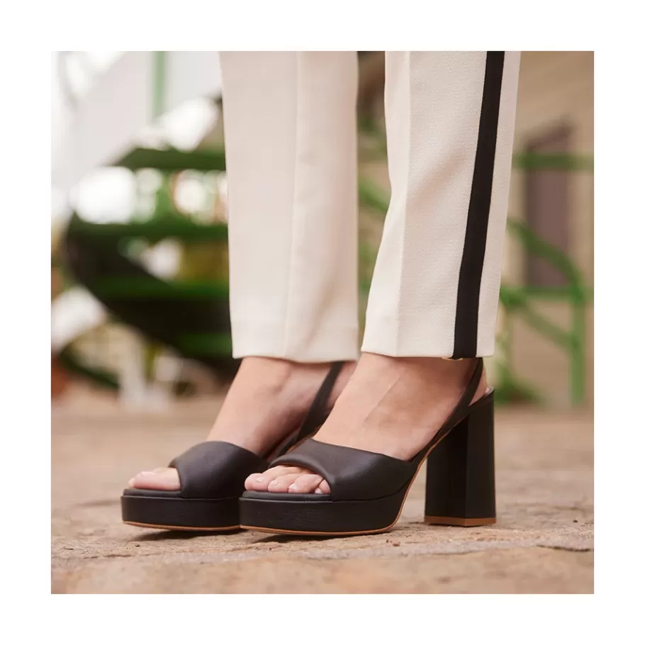 Sandals<Ángel Alarcón Kelis - Leather Padded Ankle Strap Sandals With Block Heel & Platform