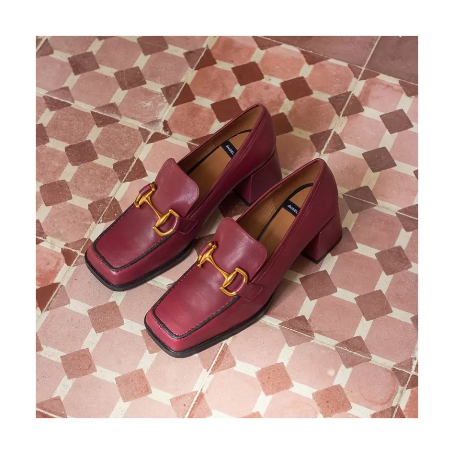 Last Units<Ángel Alarcón Kiski - Leather Block Heel Women S Moccasin