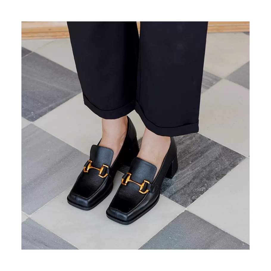 Last Units<Ángel Alarcón Kiski - Leather Block Heel Women S Moccasin