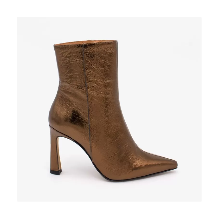 Last Units<Ángel Alarcón Leire - Metallic Leather Pointed Toe High Heel Booties
