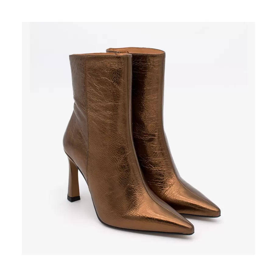 Last Units<Ángel Alarcón Leire - Metallic Leather Pointed Toe High Heel Booties