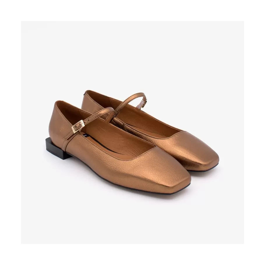 Metallized Shoes<Ángel Alarcón Lynn - Shiny Leather Mary Jane Shoes With Square Toe