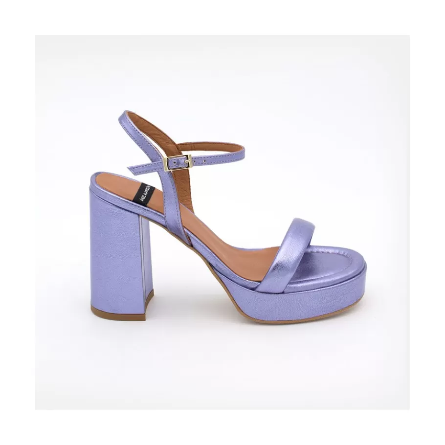 Metallized Shoes<Ángel Alarcón Mandy - Leather Sandals With Platform & High Heels