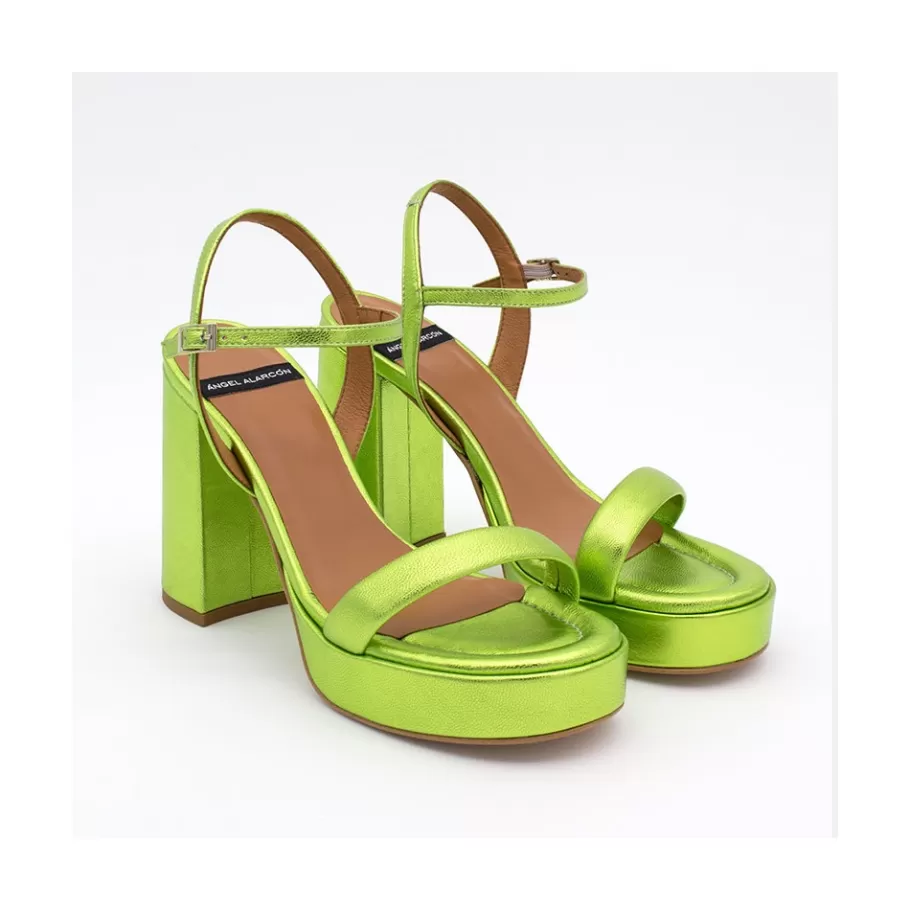 Metallized Shoes<Ángel Alarcón Mandy - Leather Sandals With Platform & High Heels