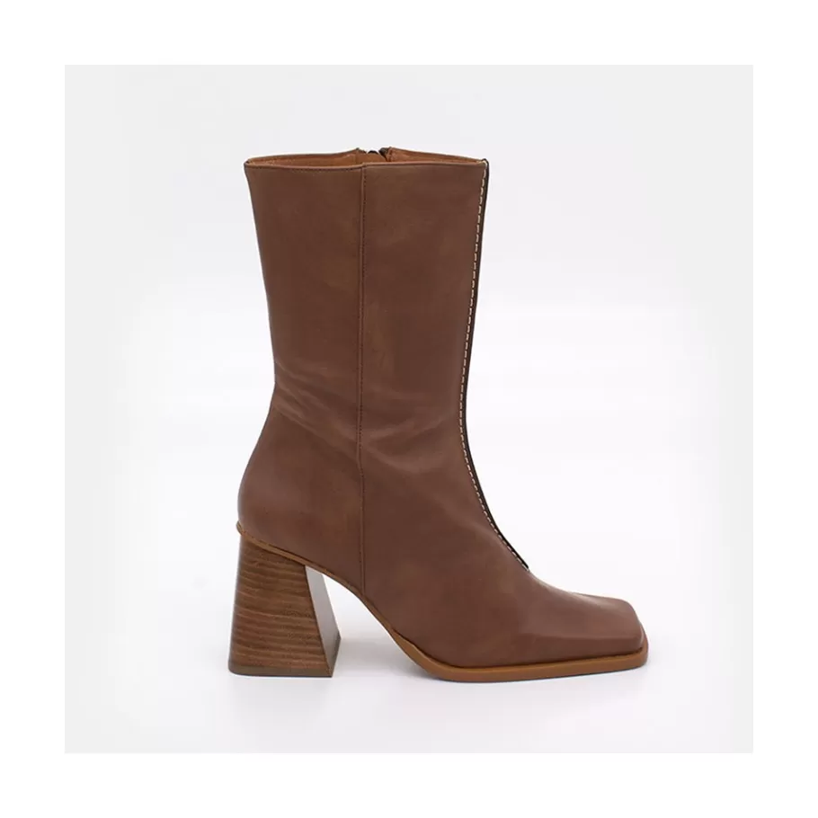 Last Units<Ángel Alarcón Motagua - Leather Women S Boots With Block Heel