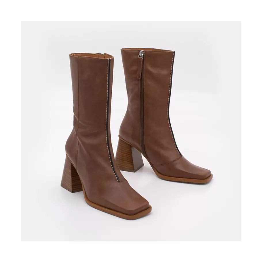 Last Units<Ángel Alarcón Motagua - Leather Women S Boots With Block Heel