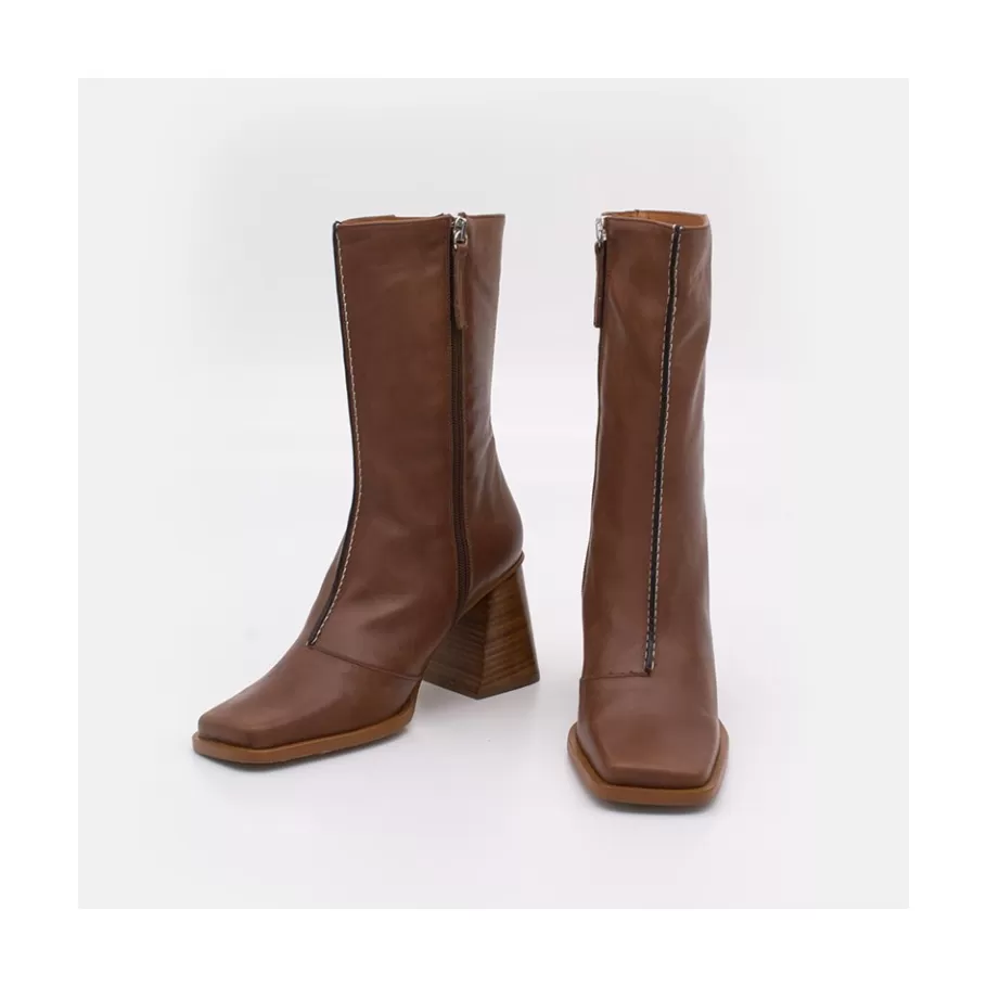 Last Units<Ángel Alarcón Motagua - Leather Women S Boots With Block Heel